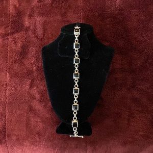 Vintage Sterling Silver and Onyx Bracelet
